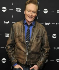 Conan O’Brien Distressed Brown Leather Jacket