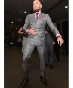 Conor McGregor Grey Checkered Suit