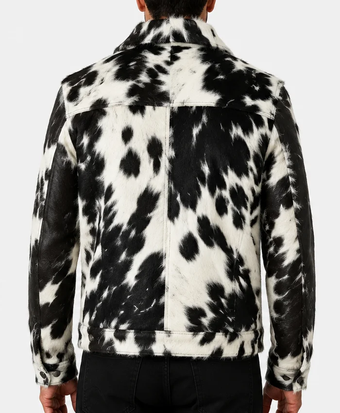 Cowhide Black And White Skin Fur Jacket Back