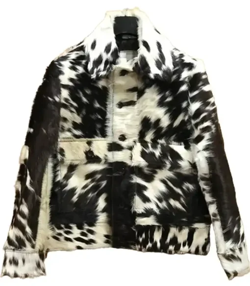 Cowhide Brown Black And White Fur Jacket