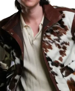 Cowhide Colorblock Fur Jacket