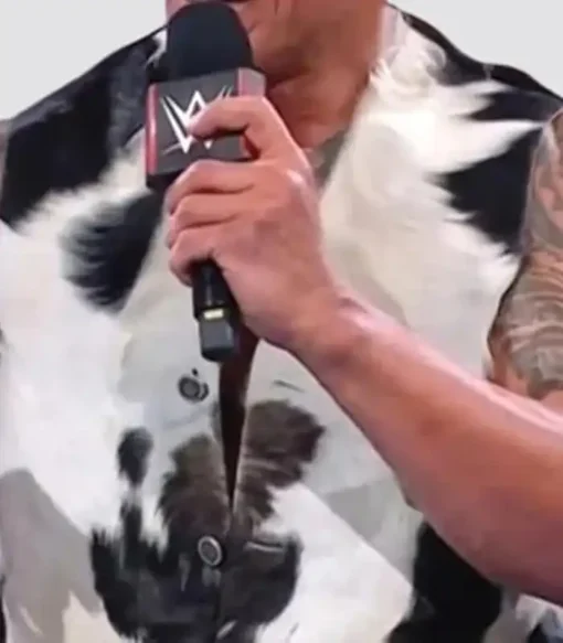 Cowhide From 90s The Rock On Raw Black And White Leather Fur Vest For Sale