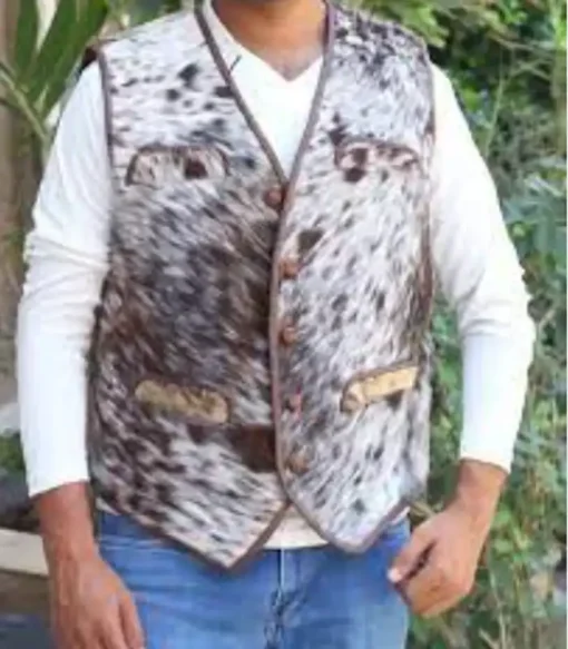 Cowhide Leather Fur Vest