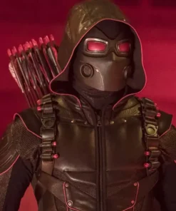 Crisis On Infinite Earth X Dark Arrow Hooded Leather Jacket