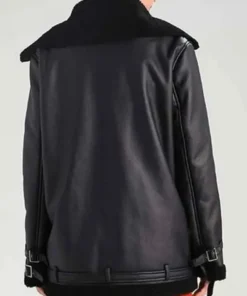 Cristina Aviator Shearling Style Leather Black Jacket