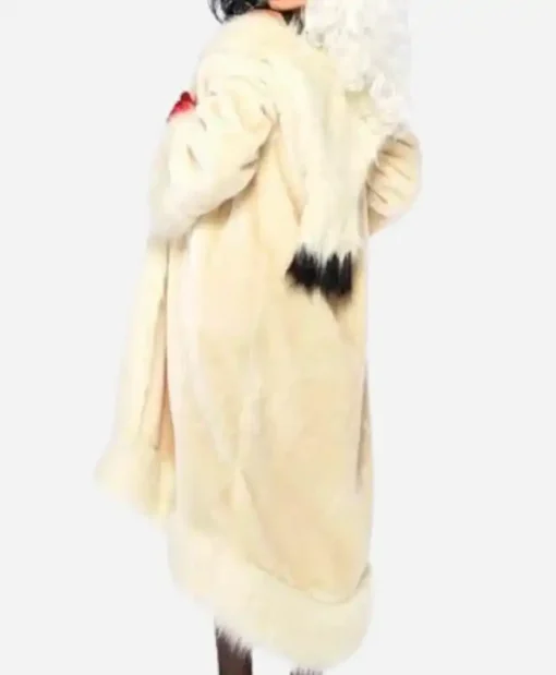 Cruella 2021 Cruella Deville Cream Color Fur Long Coat