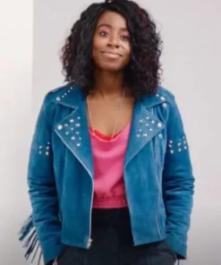 Culprits S01 Kirby Studded Blue Leather Jacket