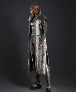 Cyberpunk 2077 Brigitte Silver Puffer Long Coat