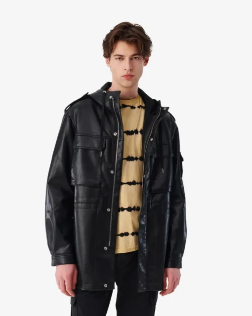 Daniel Iro Efhio Vegan Black Leather Parka Jacket