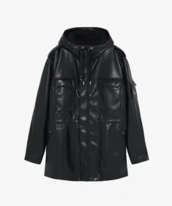 Daniel Iro Efhio Vegan Black Leather Parka Jacket sale