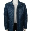 Danny Huston TV Series Yellowstone Dan Jenkins Blue Quilted Puffer Parachute Jacket