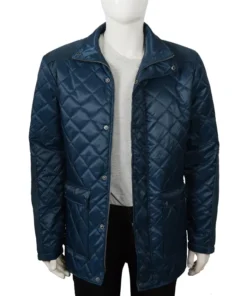 Danny Huston TV Series Yellowstone Dan Jenkins Blue Quilted Puffer Parachute Jacket
