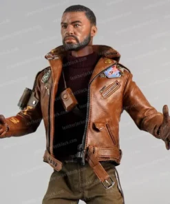 Deathloop Colt Brown Leather Patched Biker Jacket