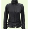 Deborah A Edikted Women Black Leather Shearling Jacket