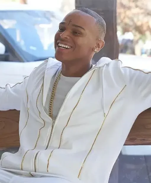 Dee Super Fly White Fleece Track Jacket