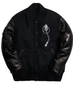 Def Jam Black Bomber Varsity Jacket With Leather Sleeves