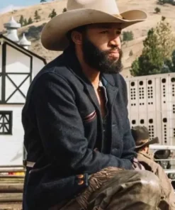 Denim Richards TV Series Yellowstone Colby Shirt Style Black Wool Jacket