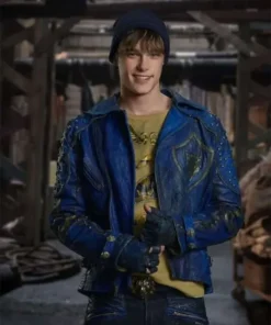 Descendants 2 Mitchell Hope Studded Blue Leather Jacket