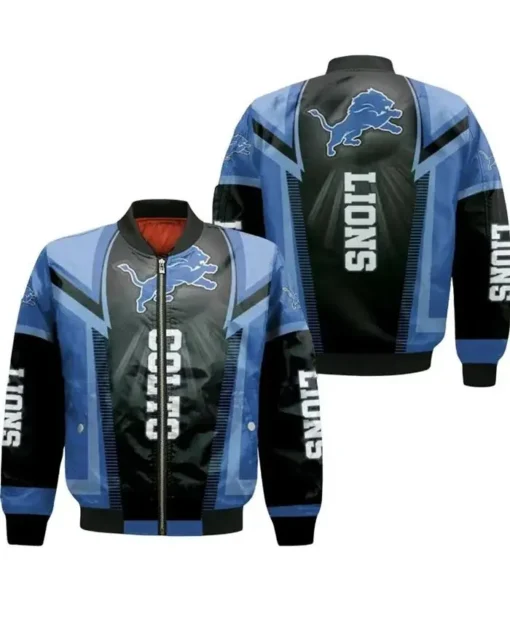 Detroit Lions Bomber Blue And Black Jacket