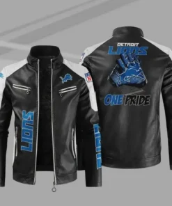 Detroit Lions Leather Zipper Jacket