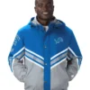 Detroit Lions StarterBlue And Grey Jacket