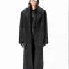 Diana Shearling Sheepskin Single-Breasted Leather Black Coat
