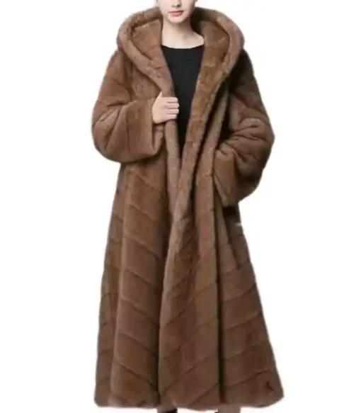 Dido Stuart Mink Fur Long Hooded Coat
