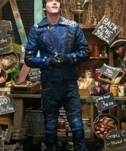Disney King Ben Descendants 2 Mitchell Hope Studded Blue Leather Jacket