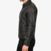 Distressed Black Real Leather Moto Jacket For Mens