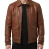 Distressed Brown Bomber Jacket A-2 Flight Aviator Jacket