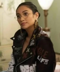 Dollface Shay Mitchell Black Biker Leather Jacket