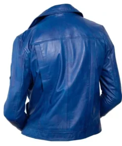 Dragon Ball Future Trunks Blue Faux Leather Jacket back look