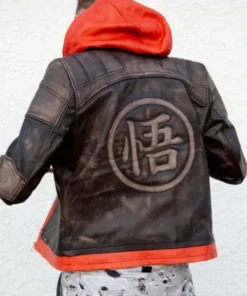 Dragon Ball Z Goku Leather Hooded Jacket back look
