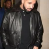 Drake Black Bomber Leather Jacket