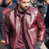 Drake Film Festival Maroon Real Leather Jacket