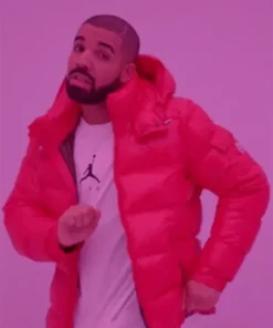 Drake Red Puffer Hooded Jacket