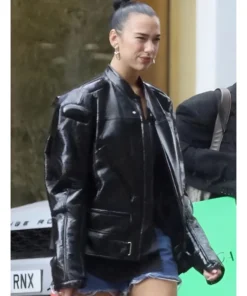 Dua Lipa Black Oversized Motorcycle Jacket