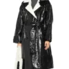 Dynasty S03 Alexis Carrington Black Leather Shearling Coat