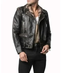 Dynasty S04 Sam Flores Black Distressed Leather Biker Jacket