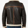 Easton Cargo SF Bomber Men Fur Winter Brown Leather Jacket