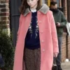 Eileen 2023 Thomasin McKenzie Trench Pink Coat