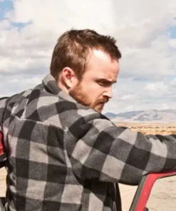 El Camino Aaron Paul Wool Black and Grey Checkered Jacket