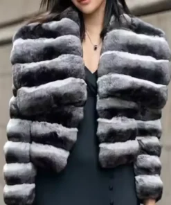Elena Black And Grey Mink Fur Jacket