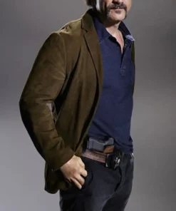 Elias Koteas Chicago P.D. Alvin Olinsky Olive Green Suede Leather Blazer Coat