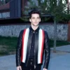Elite Alvaro Rico Striped Cafe Racer Leather Jacket