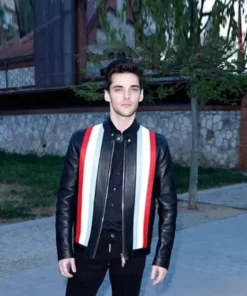 Elite Alvaro Rico Striped Cafe Racer Leather Jacket