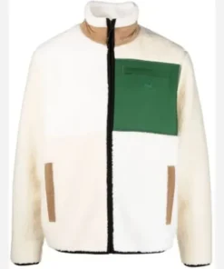 Elite Arón Piper S04 Ep08 White and Green Faux Fur Jacket