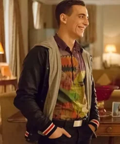 Elite Miguel Herrán Black Leather Bomber Jacket