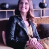 Ellie Taylor TV Series Ted Lasso Flo Collins Black Leather Jacket