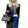 Elsa Hosk Black Leather Coat